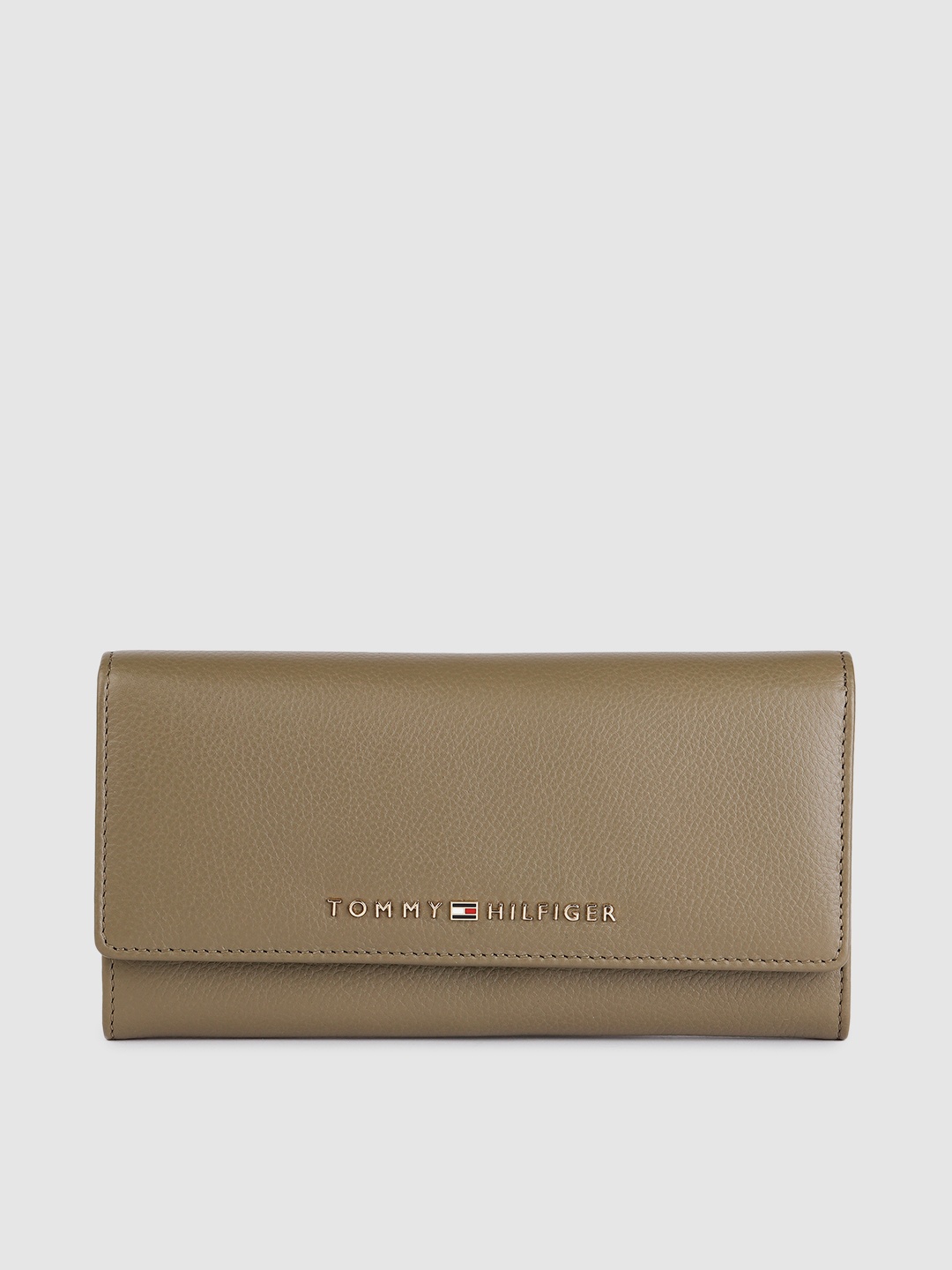 

Tommy Hilfiger Women Olive Green Solid Leather Envelope