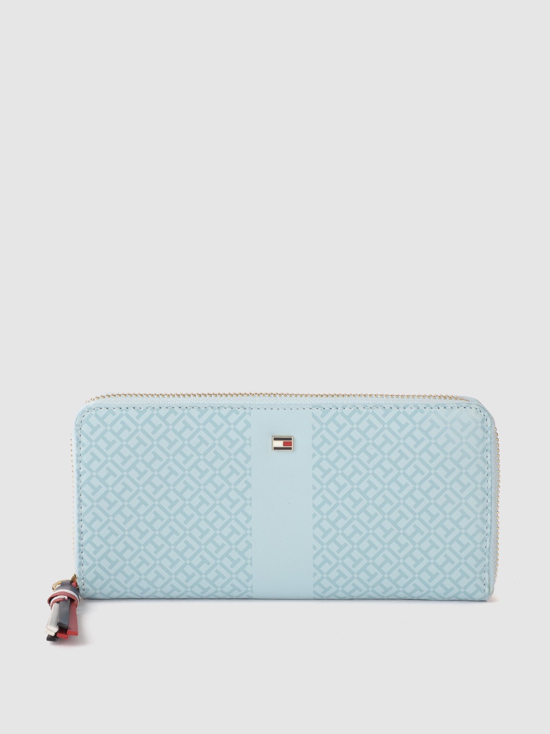 

Tommy Hilfiger Women Turquoise Blue Geometric Leather Zip Around Wallet