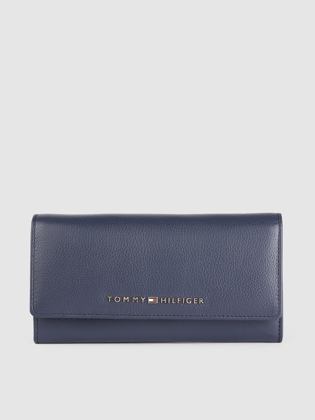 

Tommy Hilfiger Women Navy Blue Solid Leather Envelope Wallet