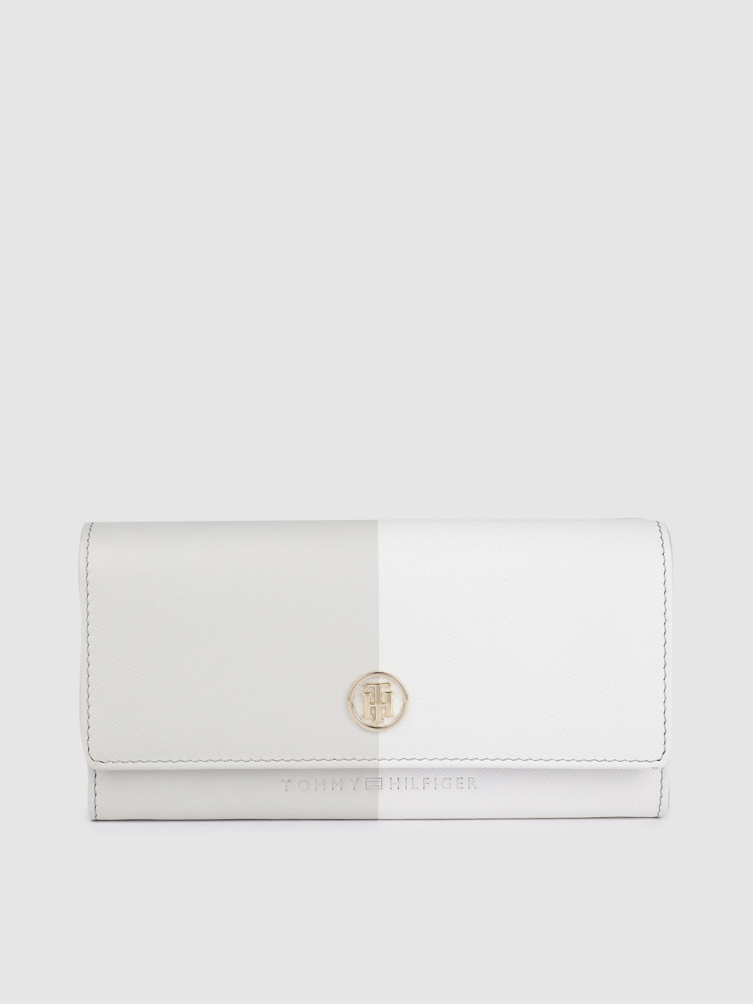 

Tommy Hilfiger Women Grey & Off White Colourblocked Leather Envelope