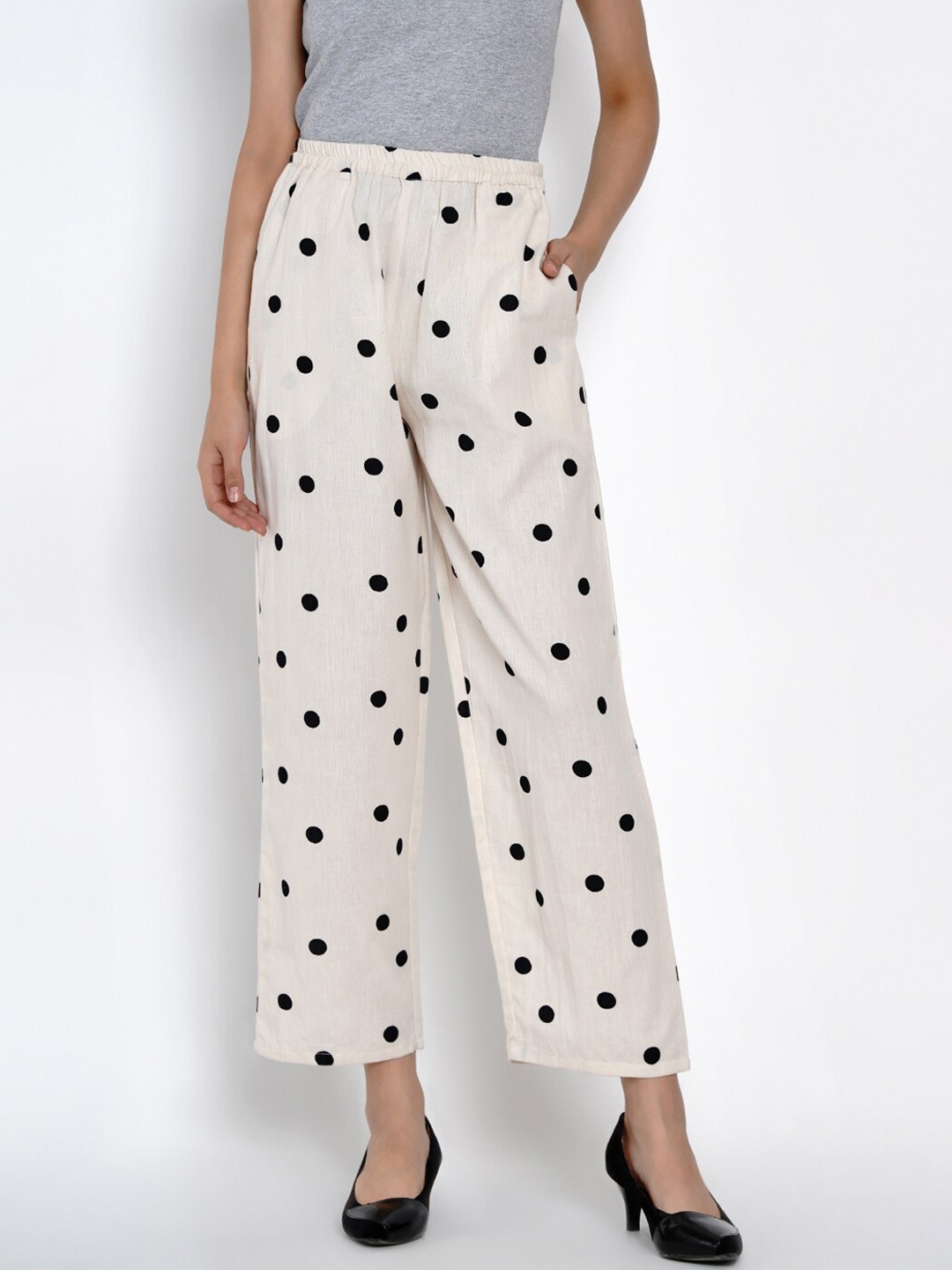 

Costura Women White Printed Smart Trousers