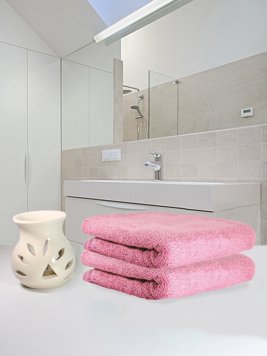 

Heelium Peach Unisex Pack of 2 Bamboo Super Soft & Quick Drying Home & Gym Hand Towel