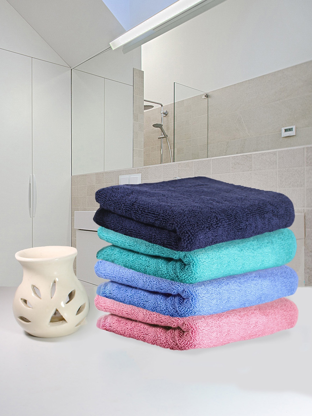 

Heelium Unisex Pack of 4 Bamboo Super Soft & Quick Drying Home & Gym Hand Towel, Blue