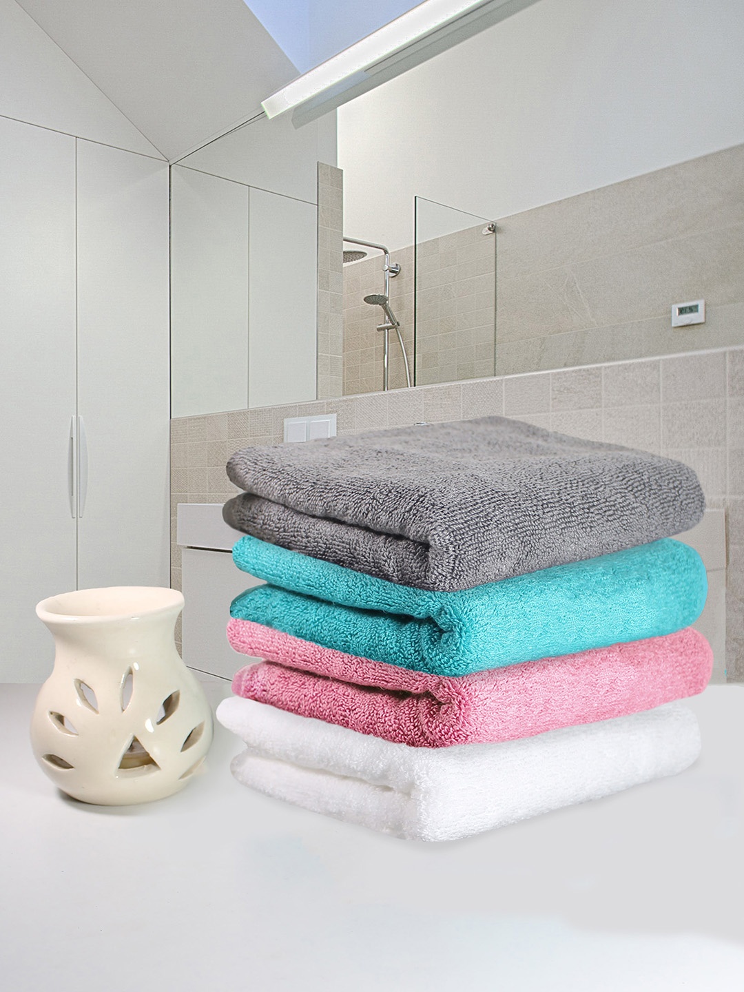 

Heelium Unisex Pack of 4 Bamboo Super Soft & Quick Drying Home & Gym Hand Towel, Grey