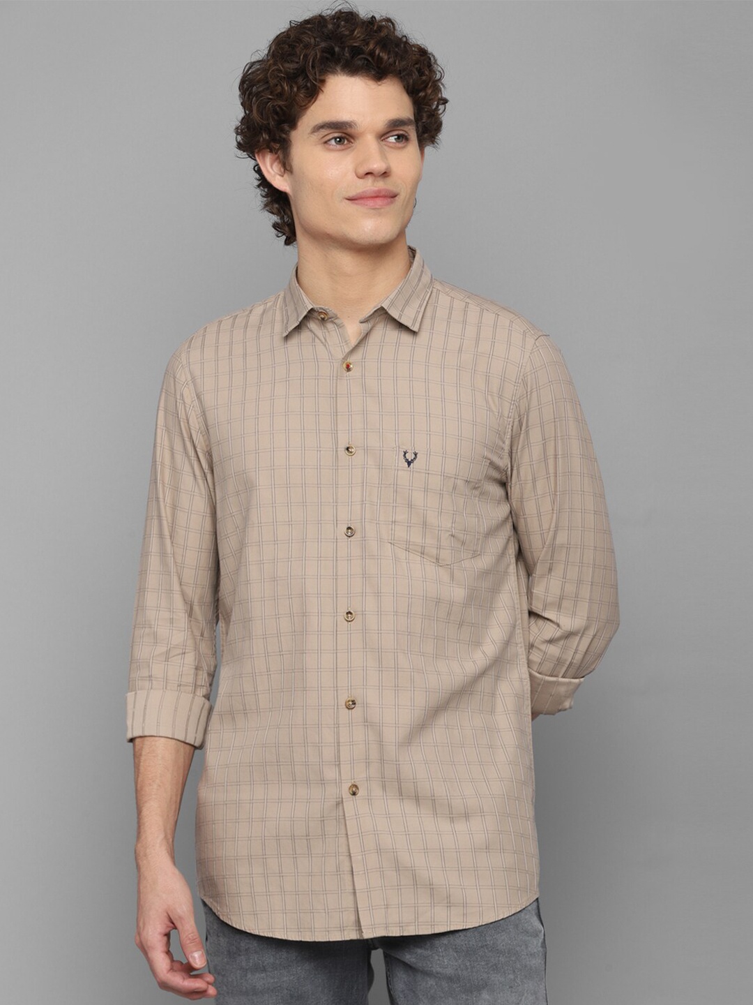 

Allen Solly Men Brown Slim Fit Checked Casual Shirt