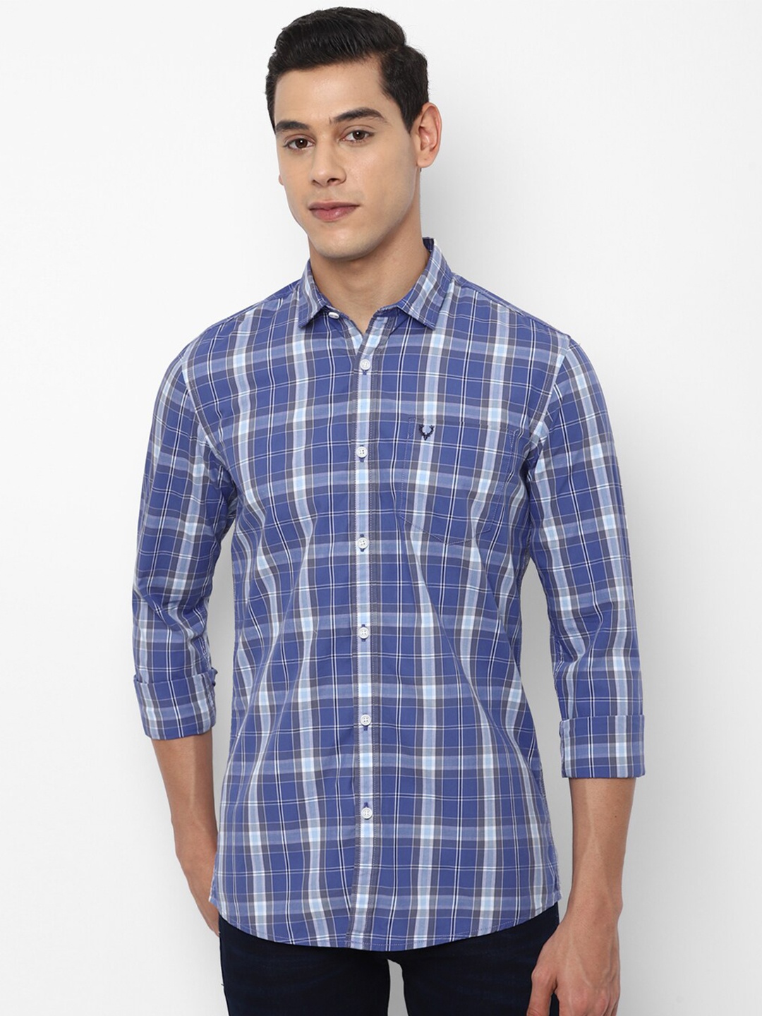 

Allen Solly Sport Men Blue Tartan Checks Checked Casual Shirt