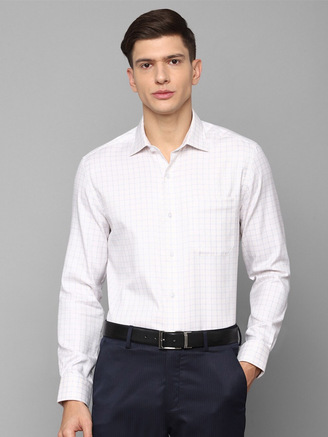 

Louis Philippe Men White Grid Tattersall Checks Checked Formal Shirt