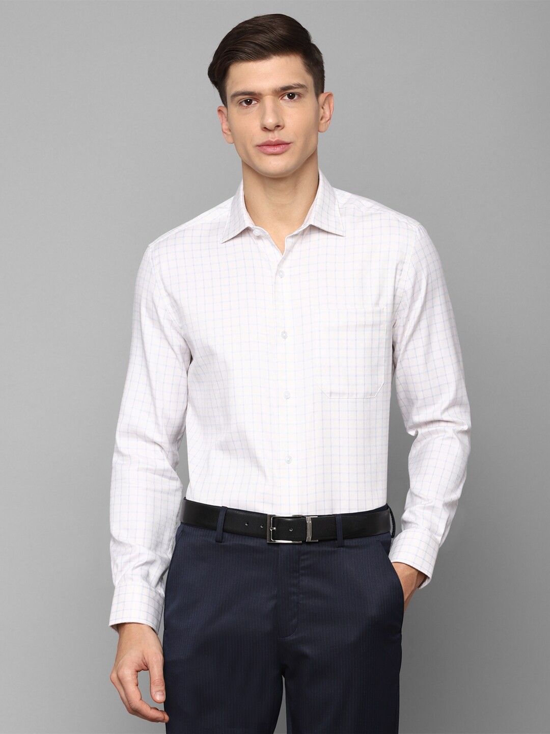 

Louis Philippe Men White Grid Tattersall Checks Checked Formal Shirt