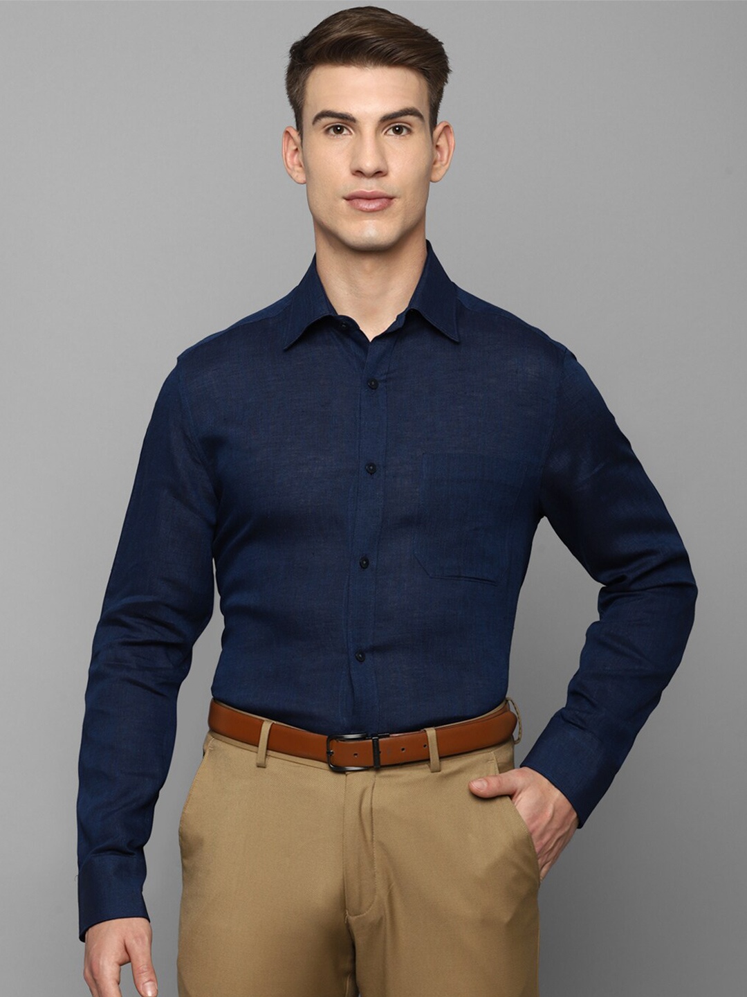 

Louis Philippe Men Navy Blue Formal Shirt