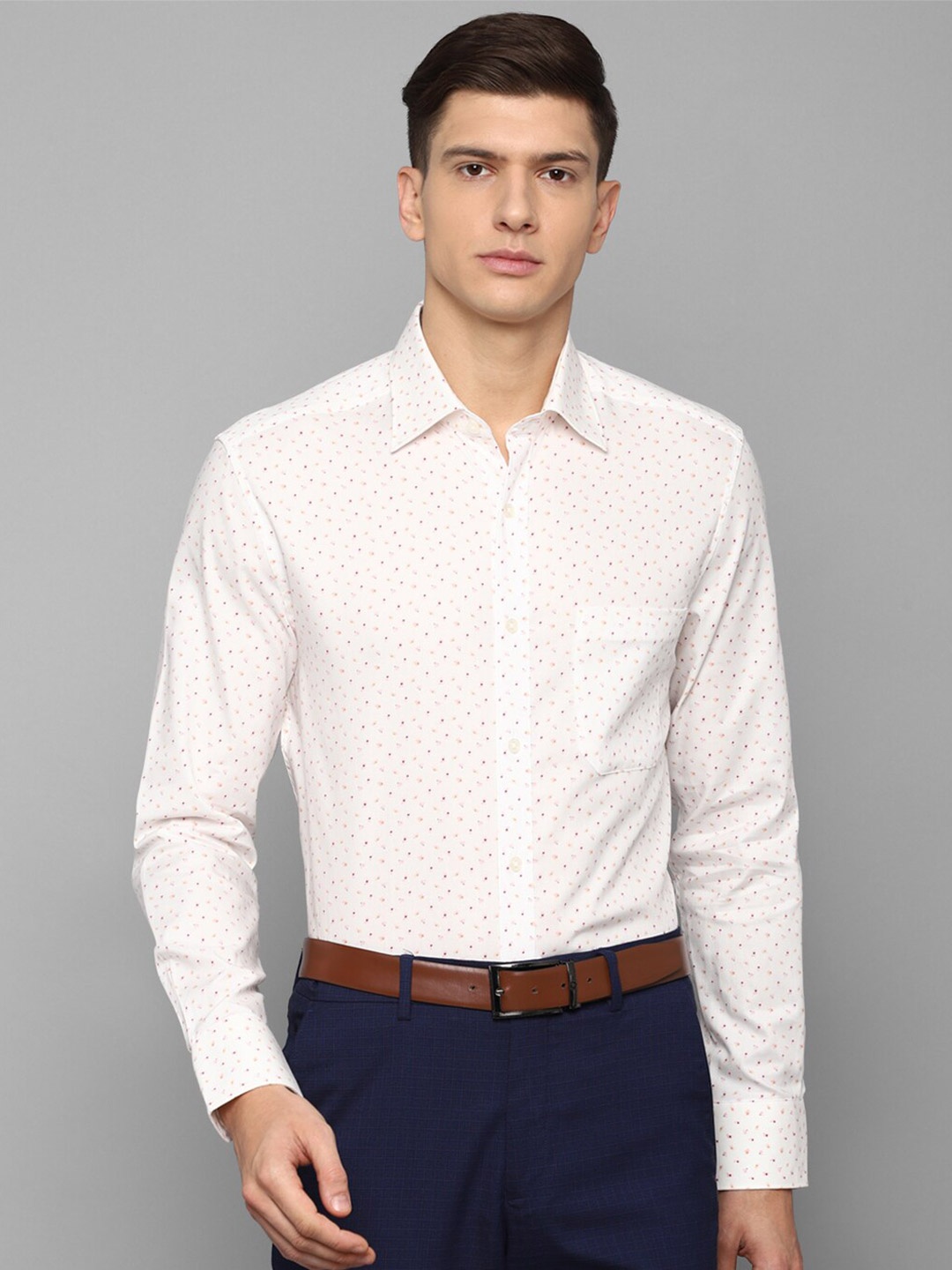 

Louis Philippe Men Cream-Coloured Printed Formal Shirt