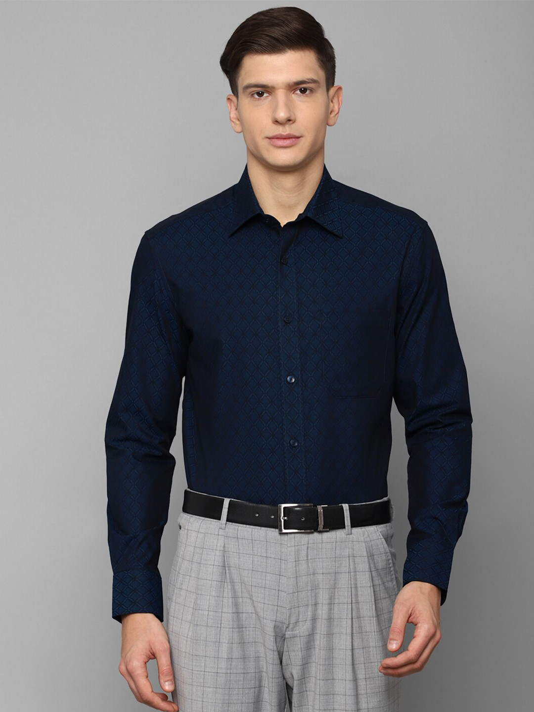 

Louis Philippe Men Navy Blue Formal Shirt