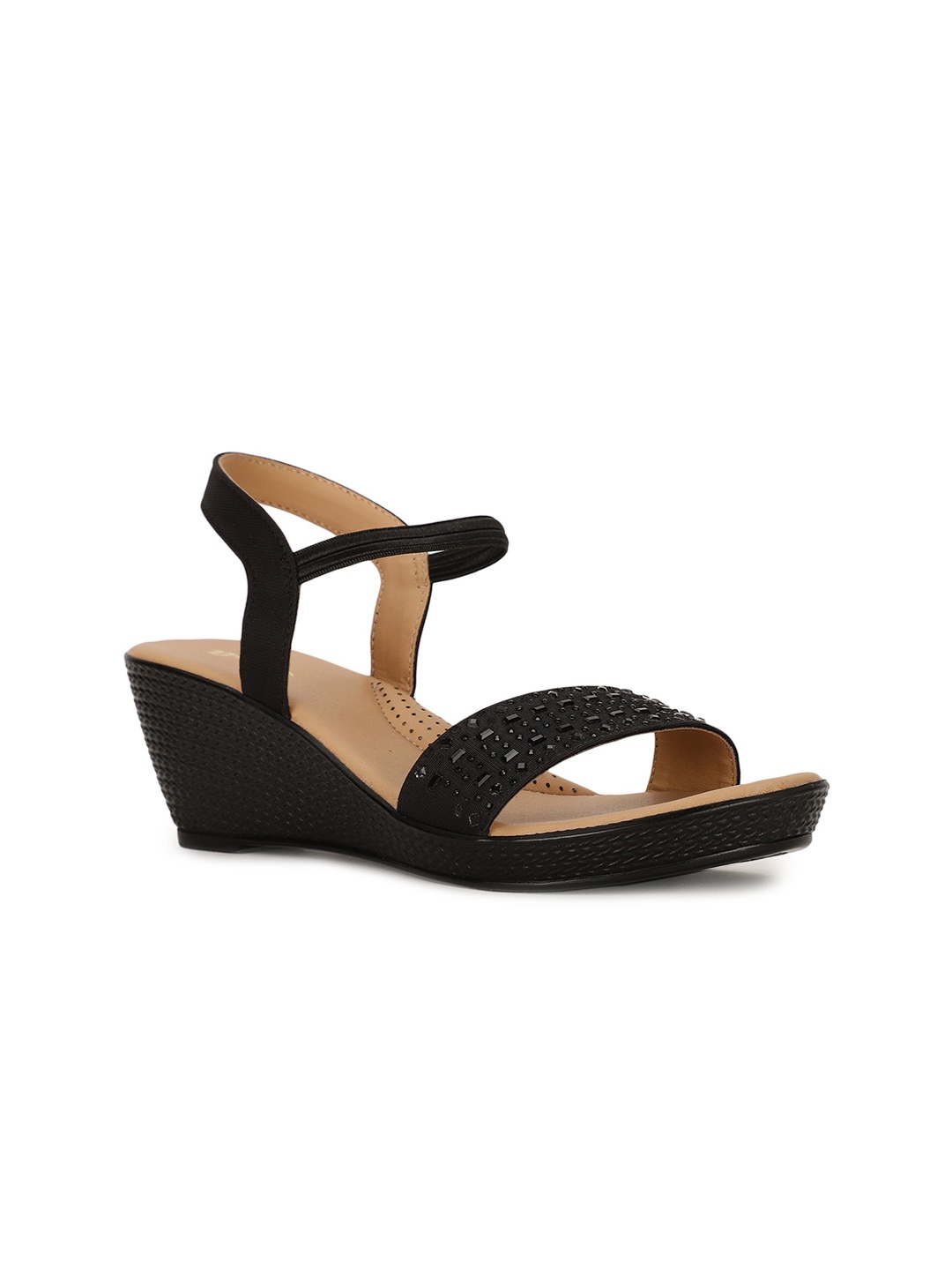 

Bata Black Wedge Sandals with Laser Cuts