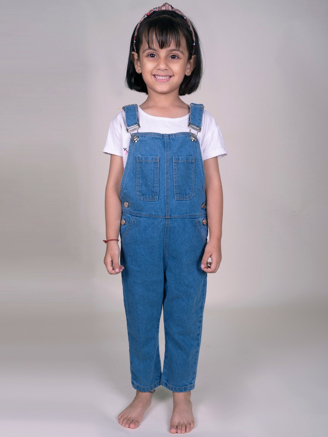 

Jungleebilli Kids Blue Solid Dungaree