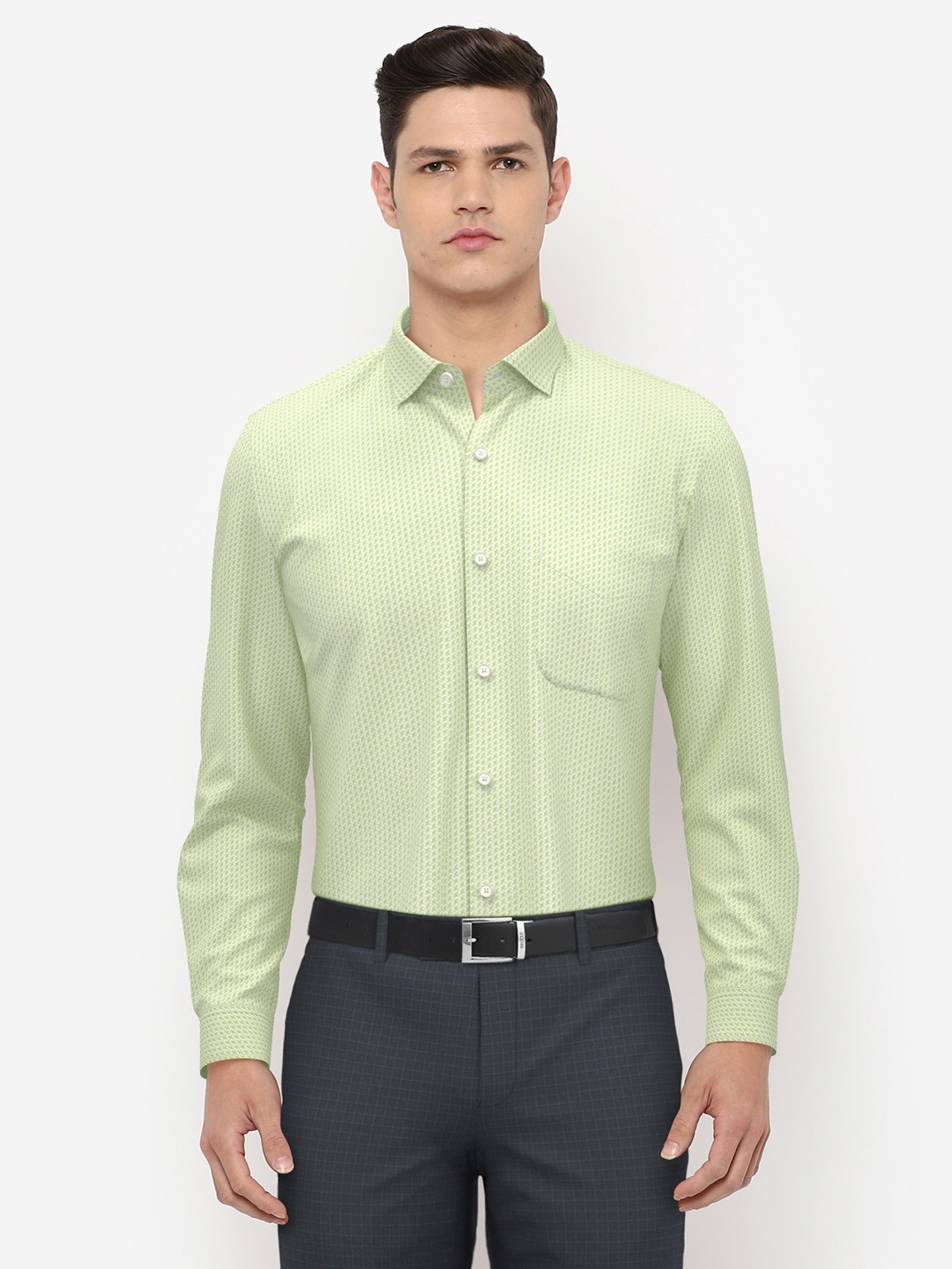 

Peter England Men Green Printed Formal Shirt
