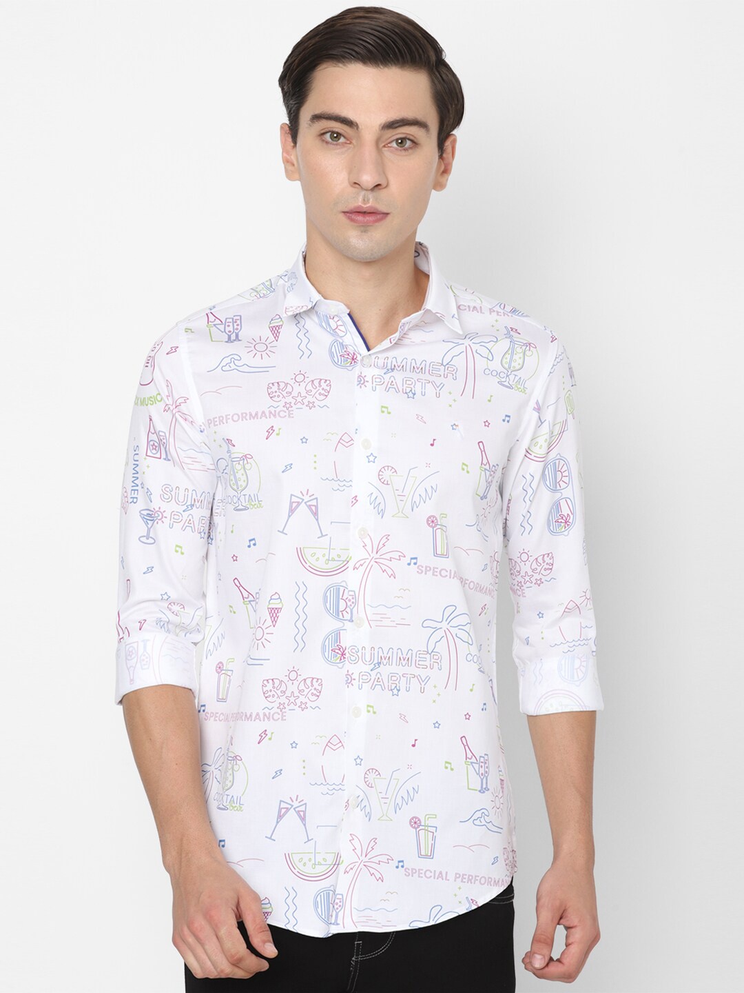 

SIMON CARTER LONDON Men White Slim Fit Floral Printed Casual Shirt