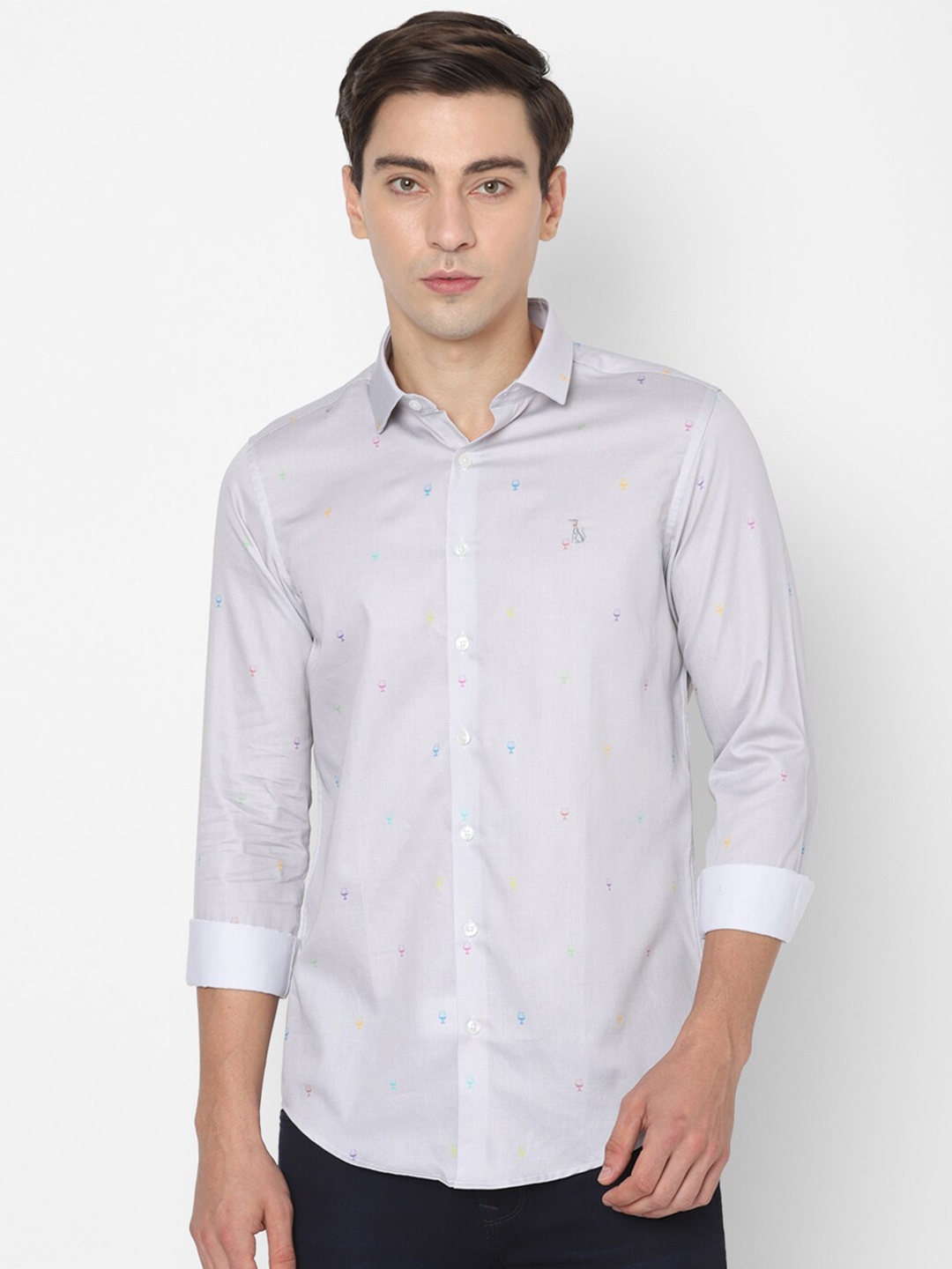 

SIMON CARTER LONDON Men Grey Slim Fit Printed Casual Shirt