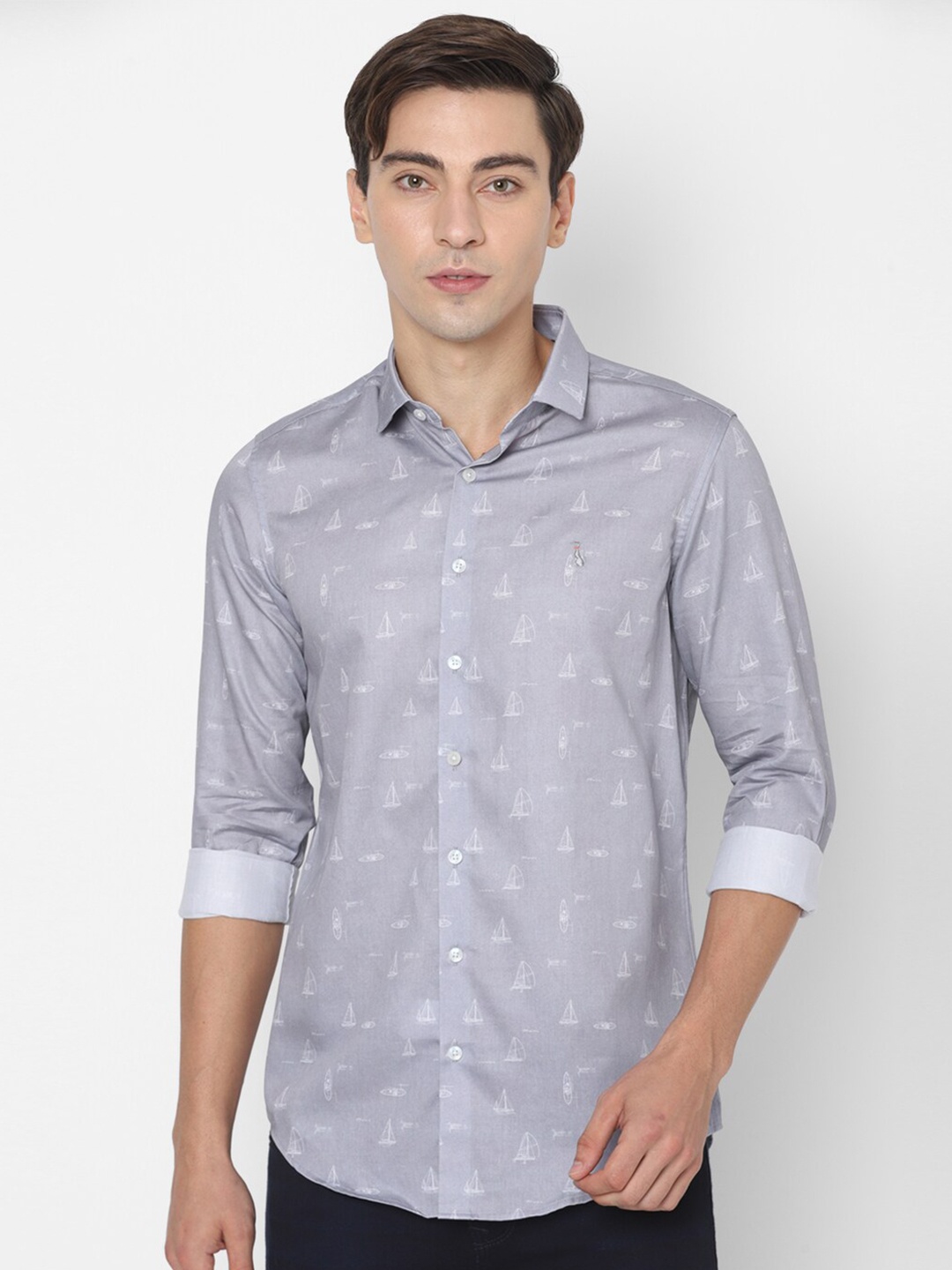 

SIMON CARTER LONDON Men Grey Slim Fit Printed Casual Shirt