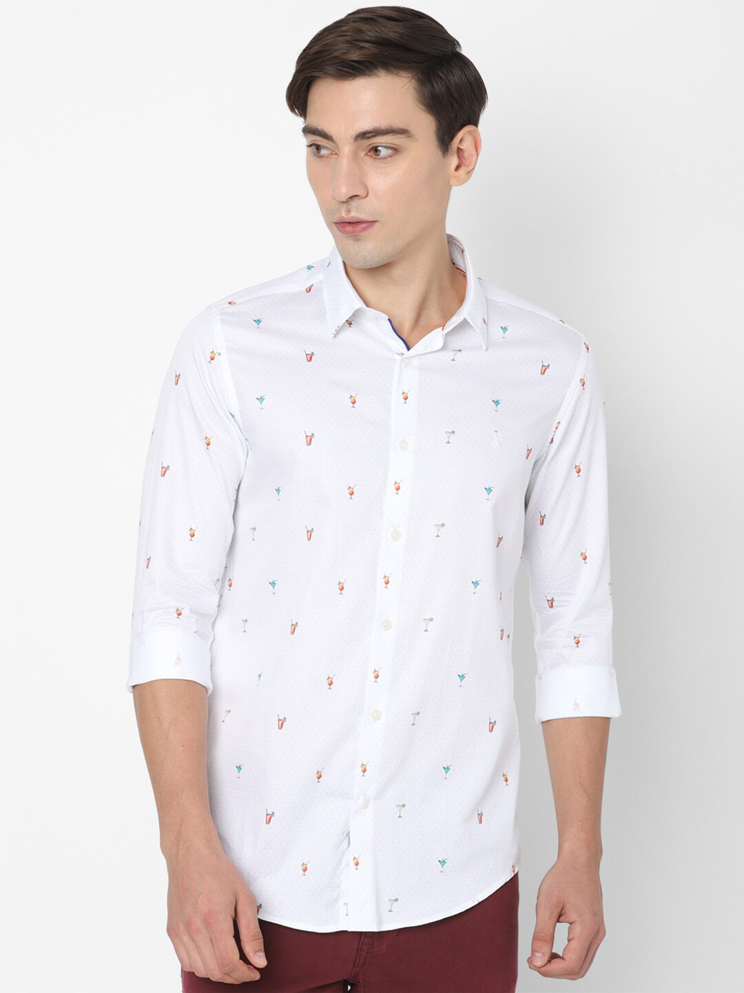 

SIMON CARTER LONDON Men White Slim Fit Printed Casual Shirt