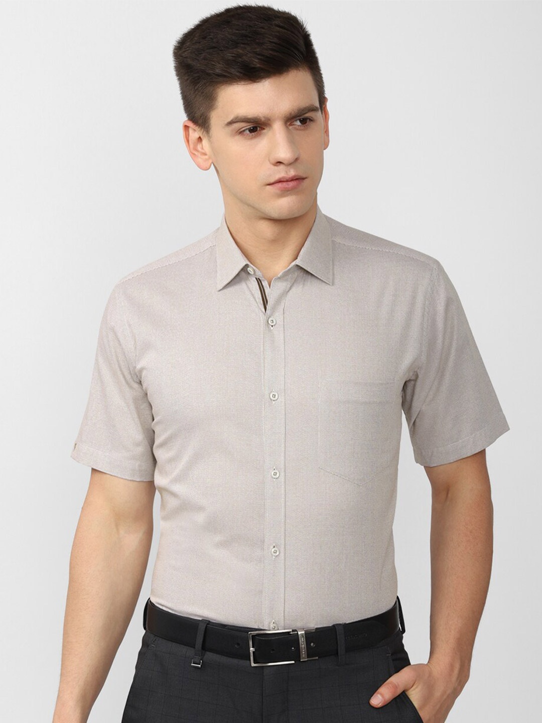 

Van Heusen Men Beige Printed Formal Shirt