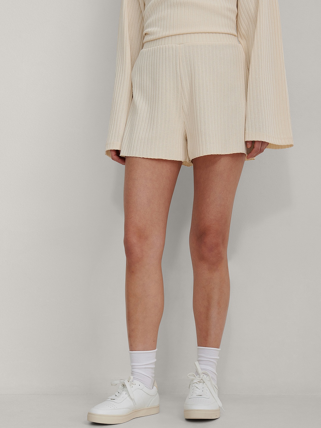 

NA-KD Women Beige High-Rise Shorts