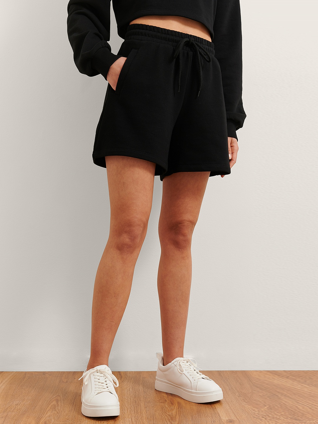 

NA-KD Women Black High-Rise Shorts