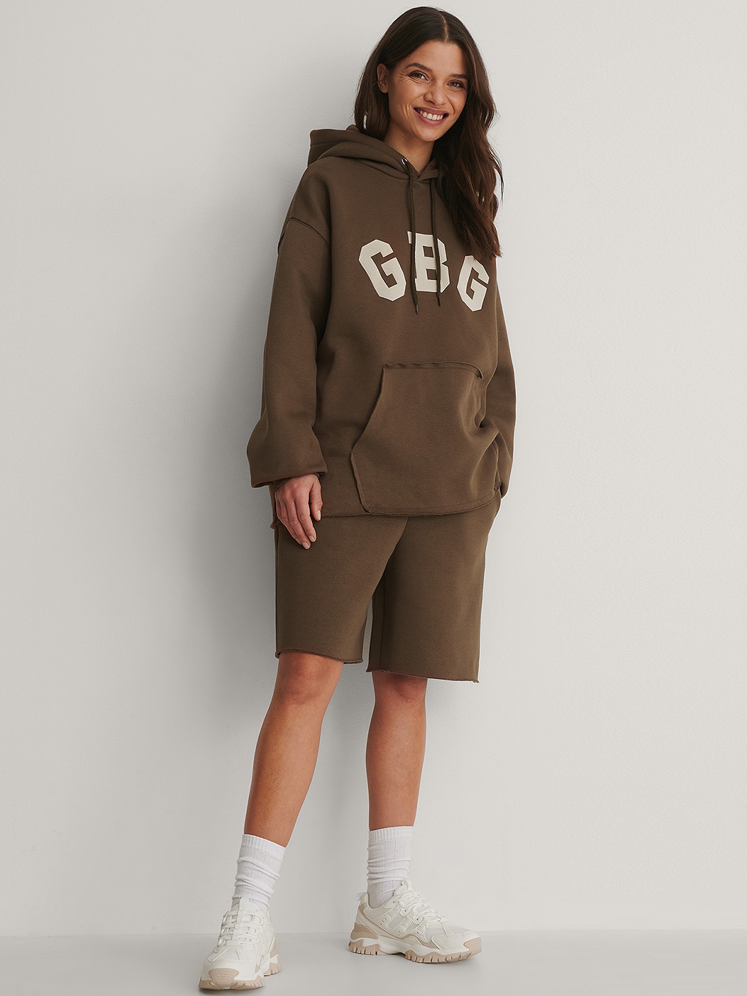 

NA-KD Women Brown Loose Fit High-Rise Shorts