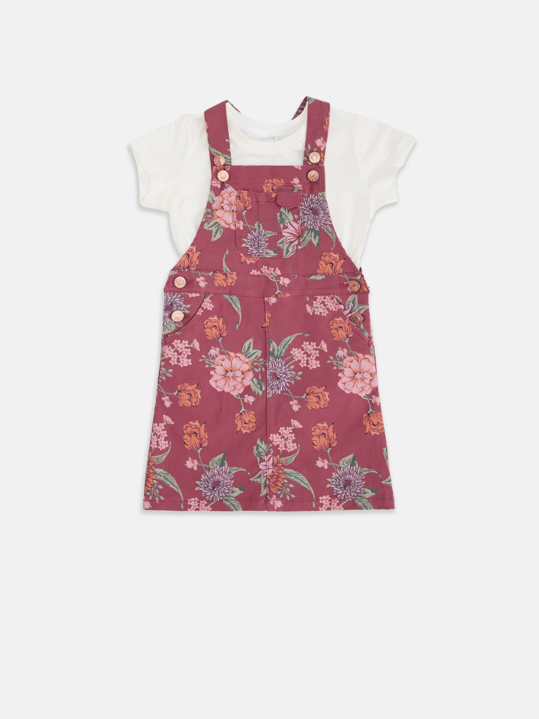 

Pantaloons Junior Pink Floral Pinafore Dress