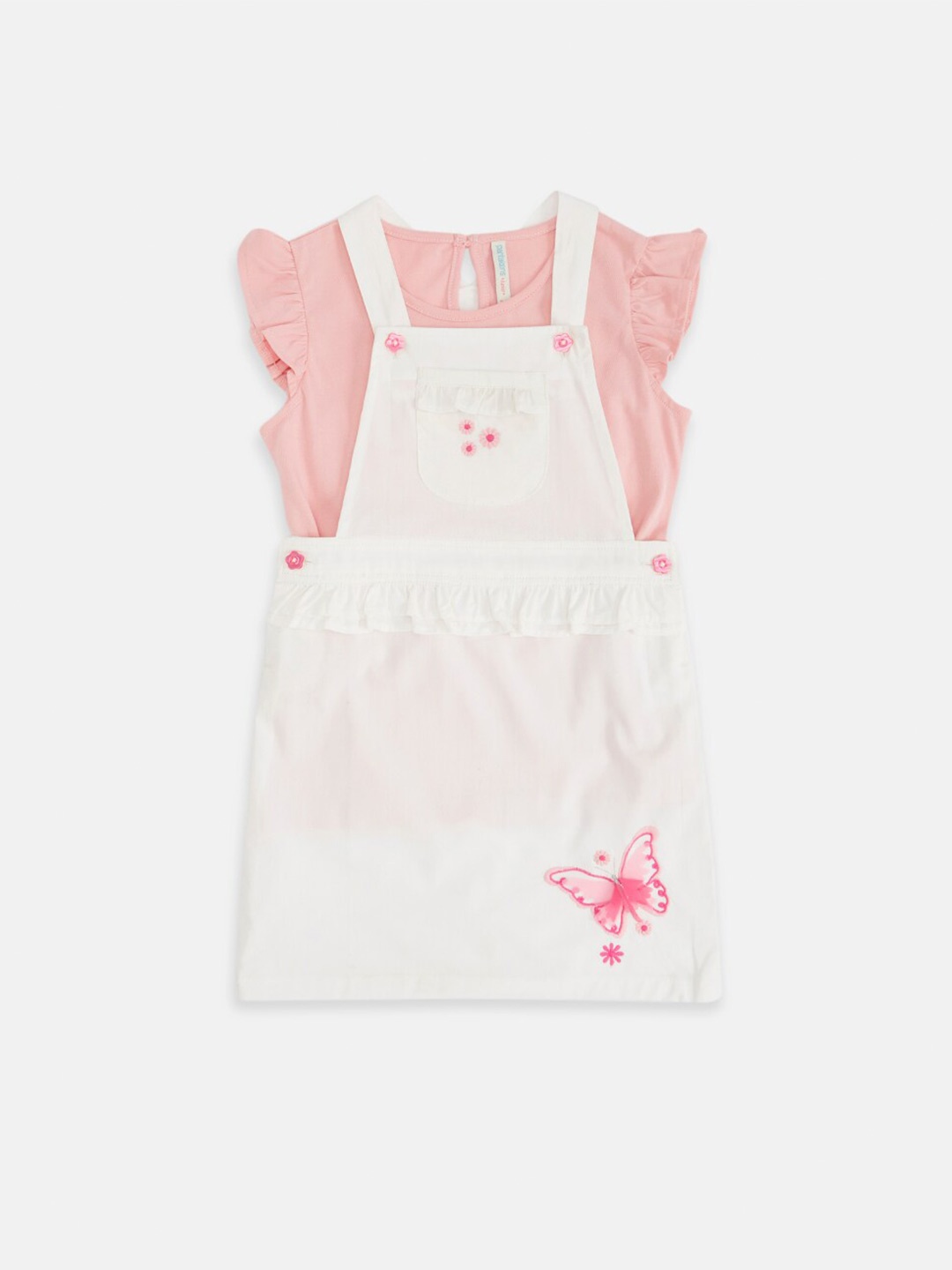 

Pantaloons Junior White Floral Pinafore Dress