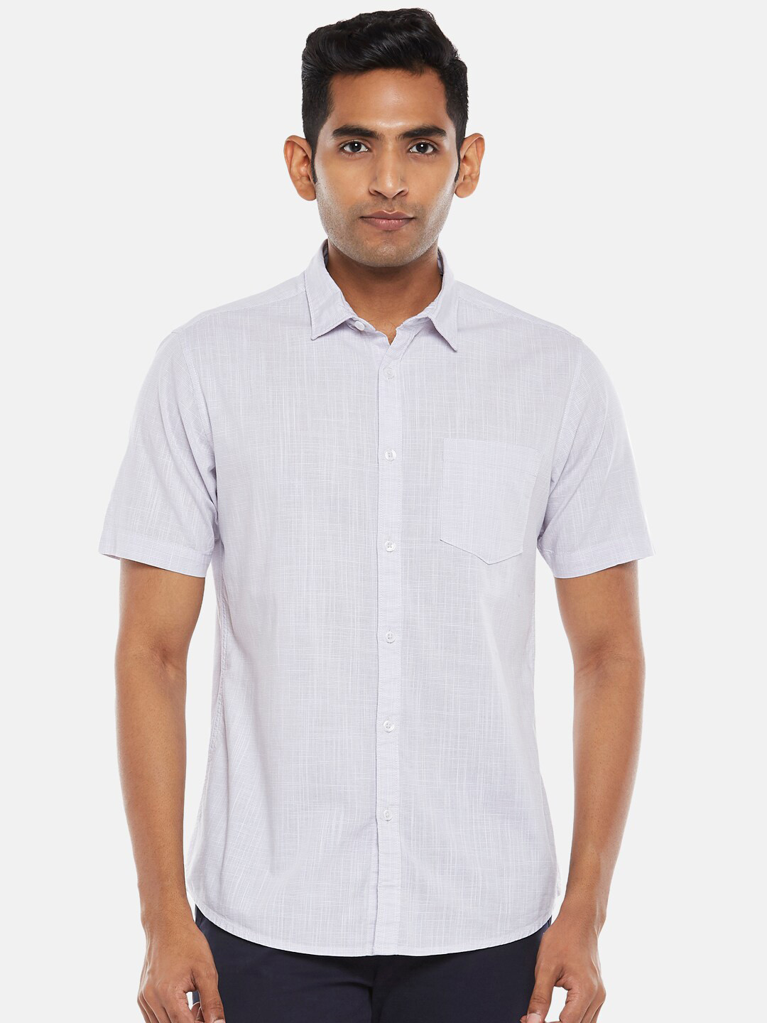 

BYFORD by Pantaloons Men Grey Slim Fit Checked Casual Shirt