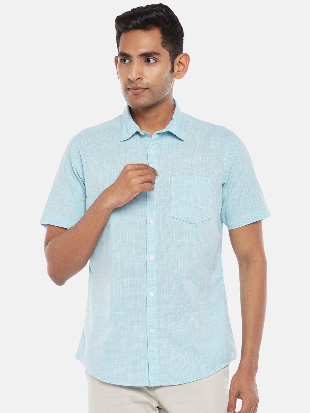 

BYFORD by Pantaloons Men Green Slim Fit Casual Shirt