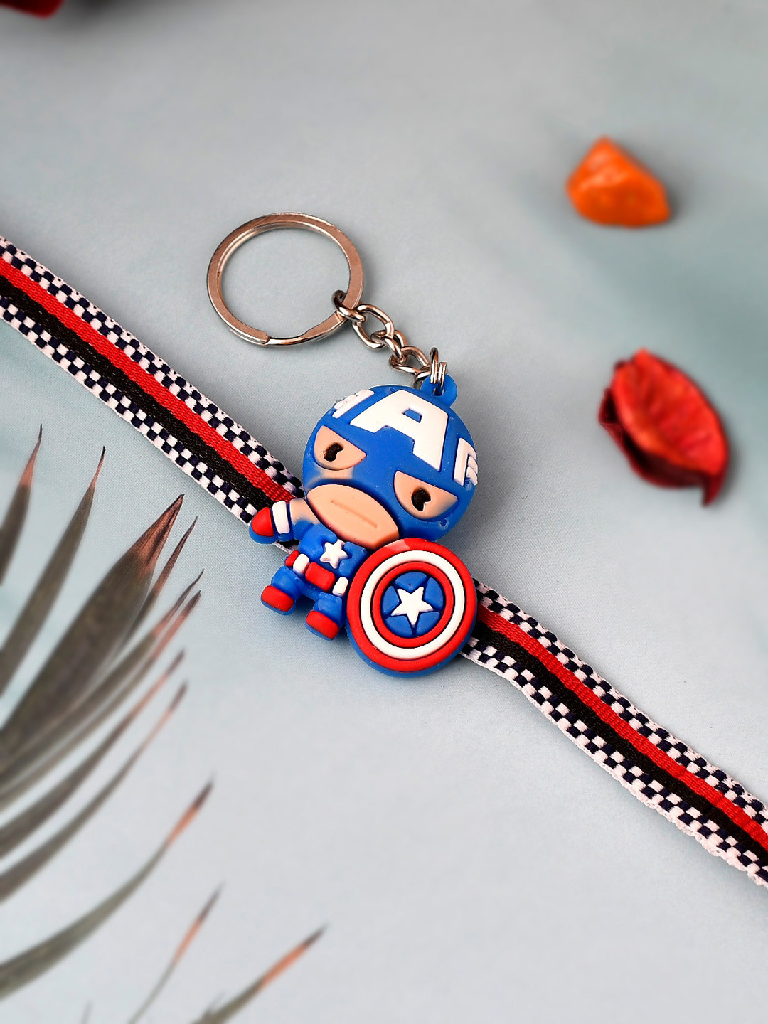 

Shoshaa captain america Blue & Red character Kids Bhai Rakhi With Roli Chawal