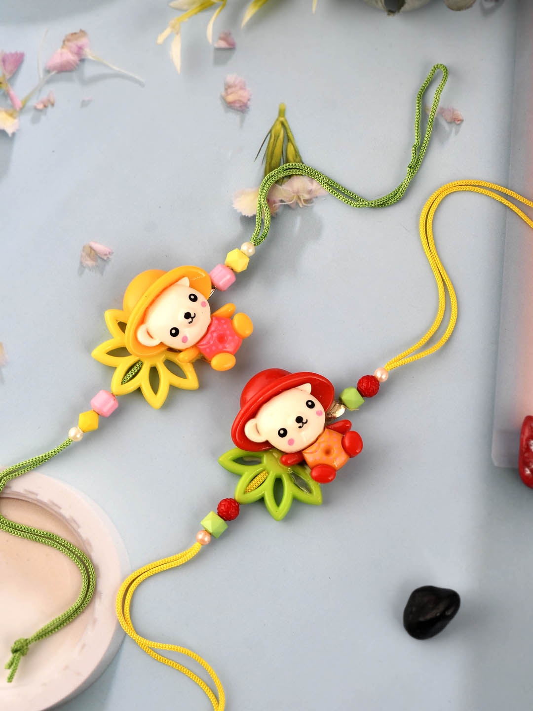 

Shoshaa Boys Yellow & Green Teddy kids Rakhi With RoliChawal