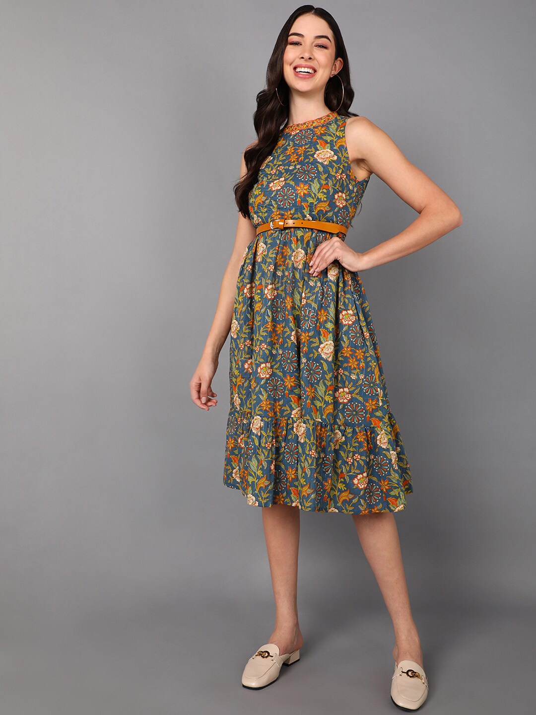 

AHIKA Teal Floral Dress
