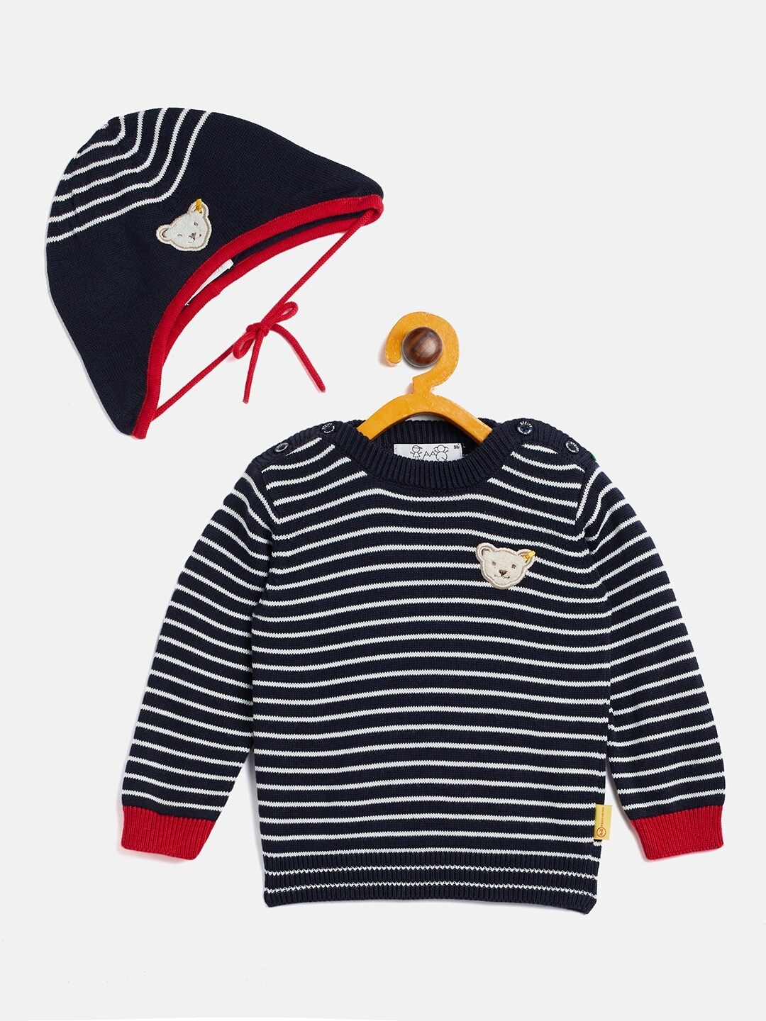 

JWAAQ Unisex Kids Navy Blue & White Striped Pullover