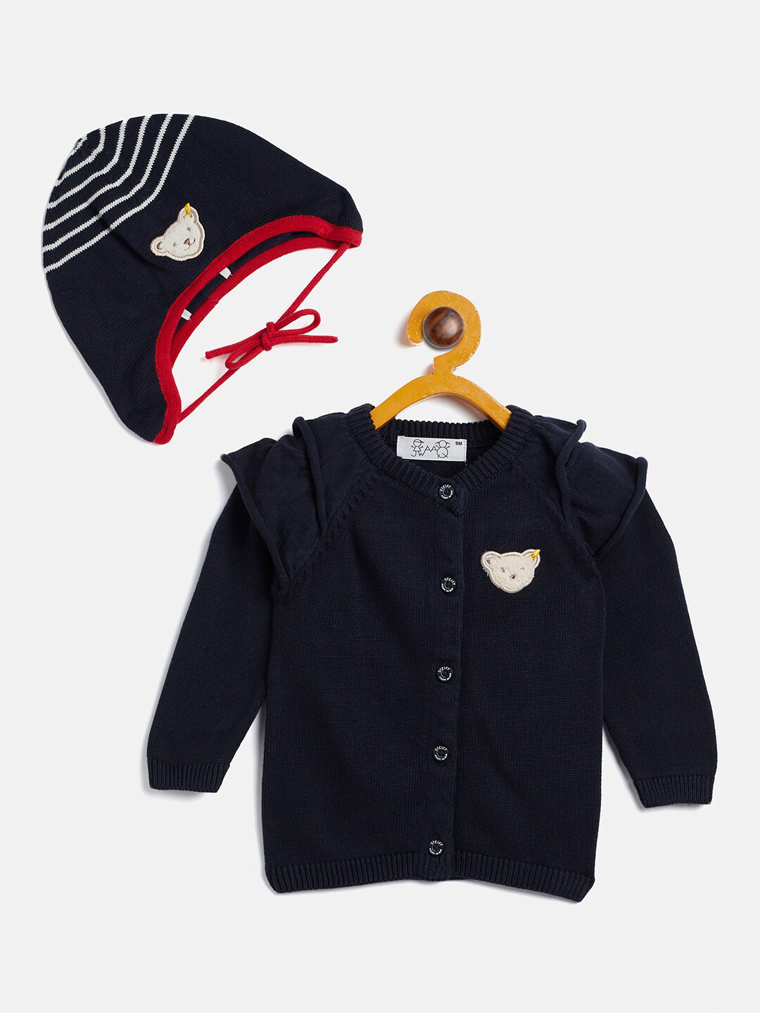 

JWAAQ Girls Navy Blue & Red Floral Cardigan with Zip Detail