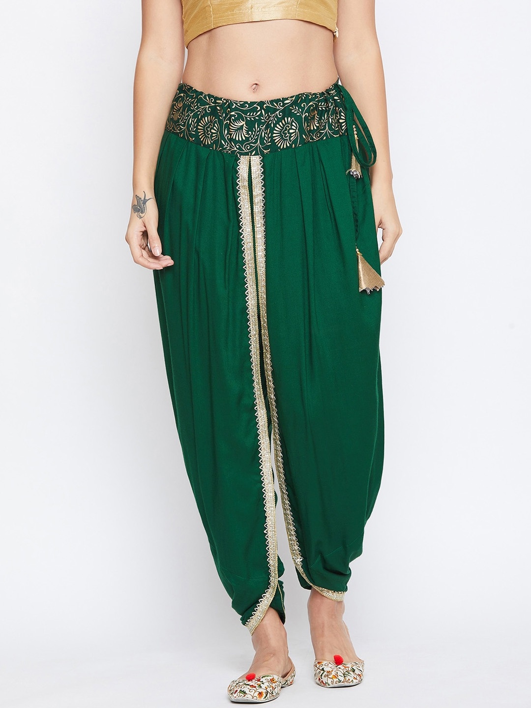 

9rasa Women Green Block Printed Dhoti