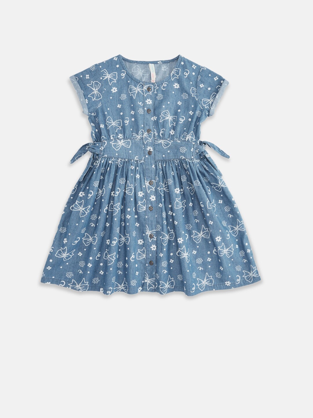 

Pantaloons Junior Navy Blue Floral Denim Dress