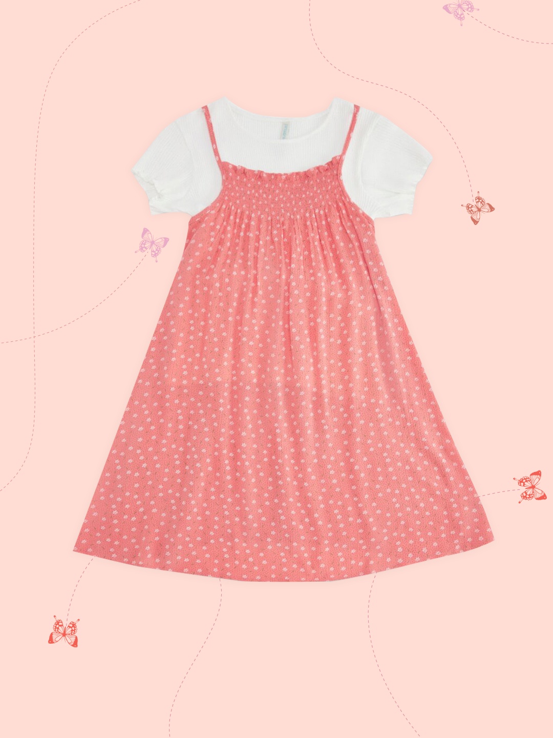 

Pantaloons Junior Peach-Coloured A-Line Dress