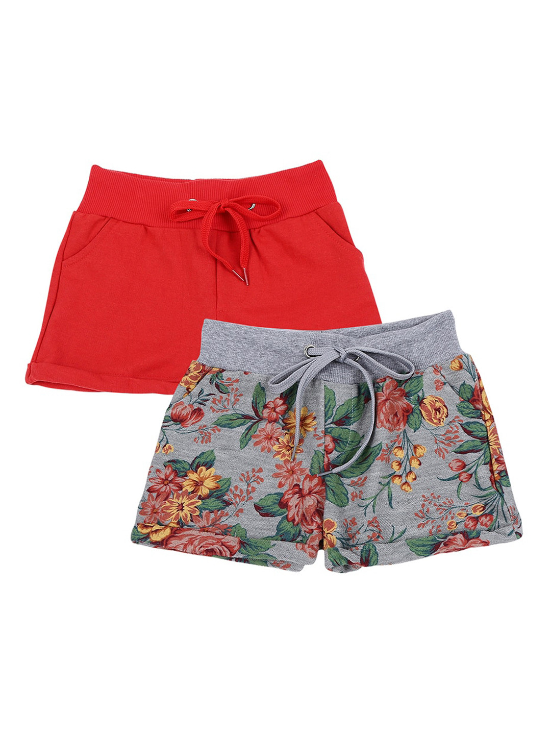 

RAINE AND JAINE Girls Grey Melange Floral Printed Shorts