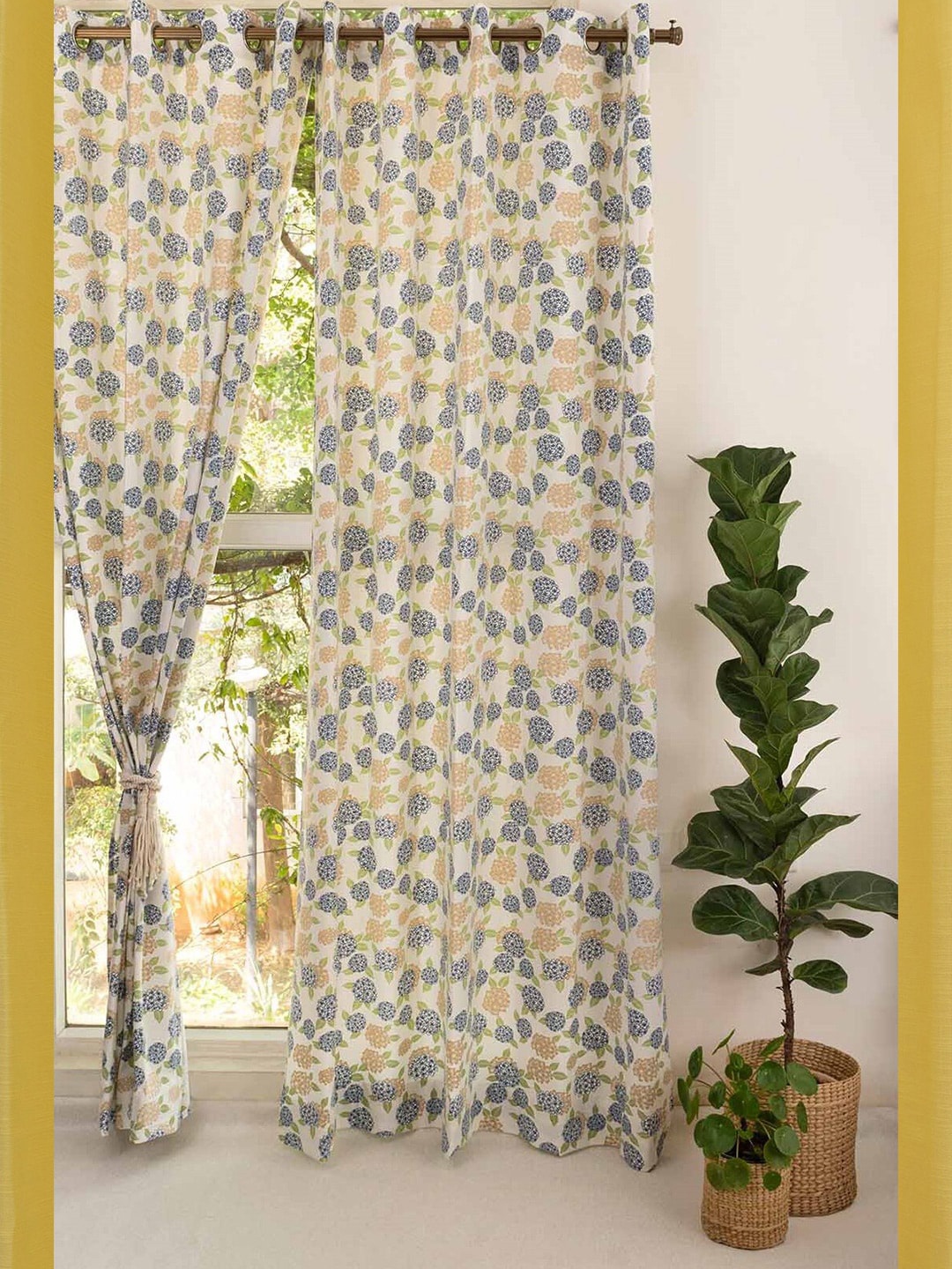

The Yellow Dwelling Blue & Green Floral Door Curtain