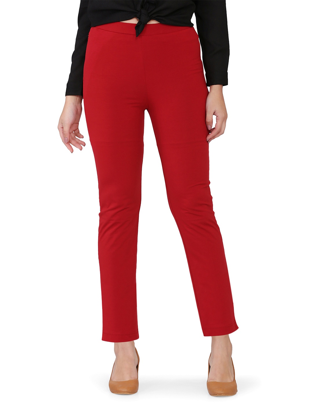 

SPIFFY Women Maroon Relaxed Straight Leg Straight Fit Trousers