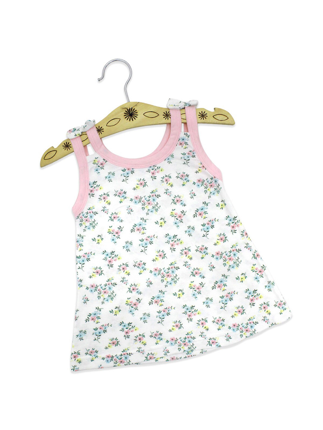 

Born Babies Beige Floral Halter Neck A-Line Dress