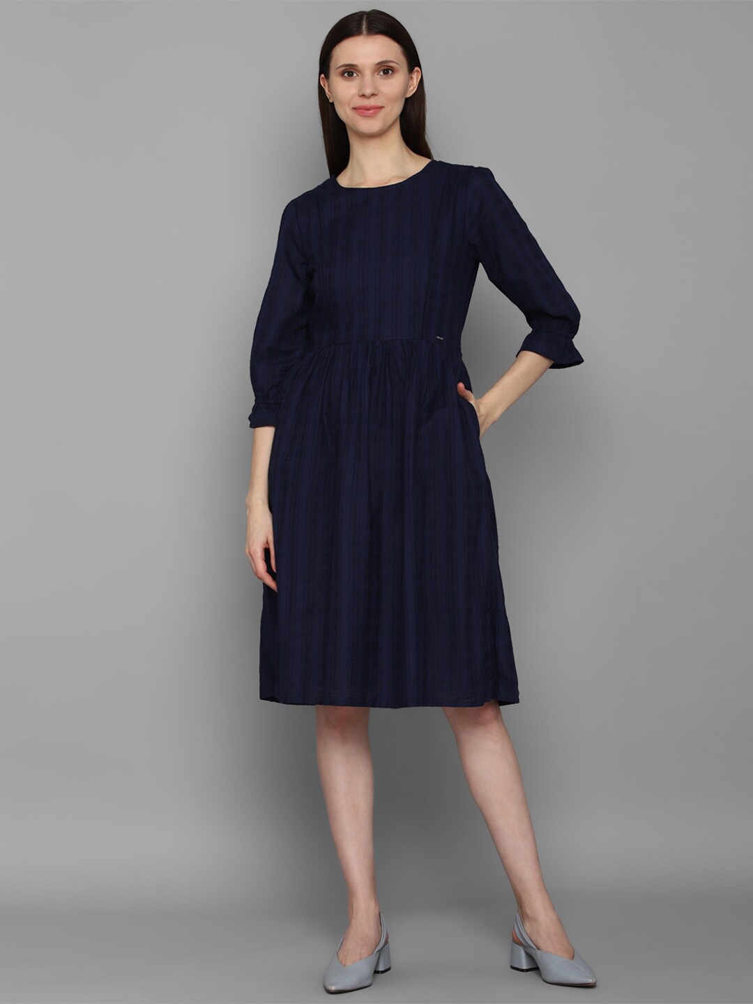 

Allen Solly Woman Navy Blue Fit & Flare Dress