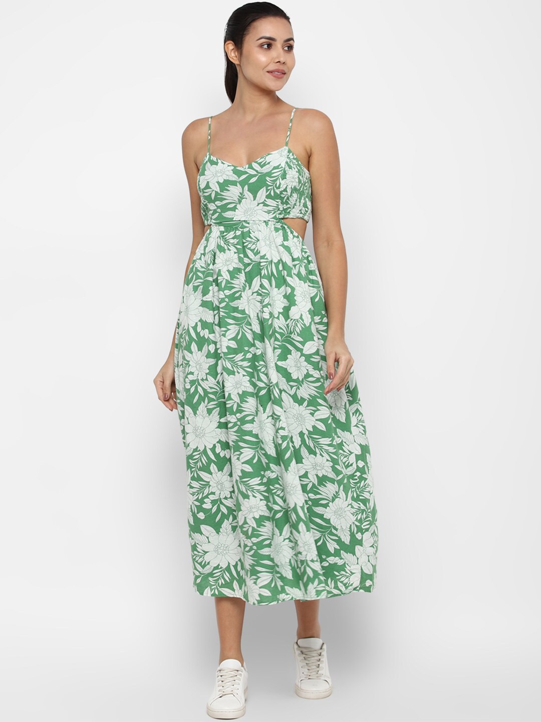 

AMERICAN EAGLE OUTFITTERS Green Tropical Midi Dress