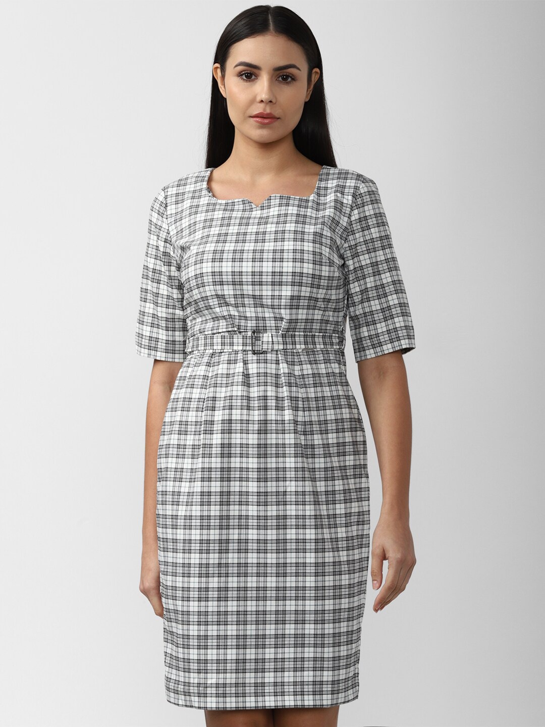 

Van Heusen Woman Grey Checked Sheath Dress