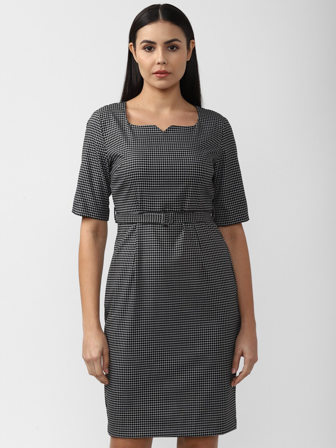 

Van Heusen Woman Grey Checked Sheath Dress