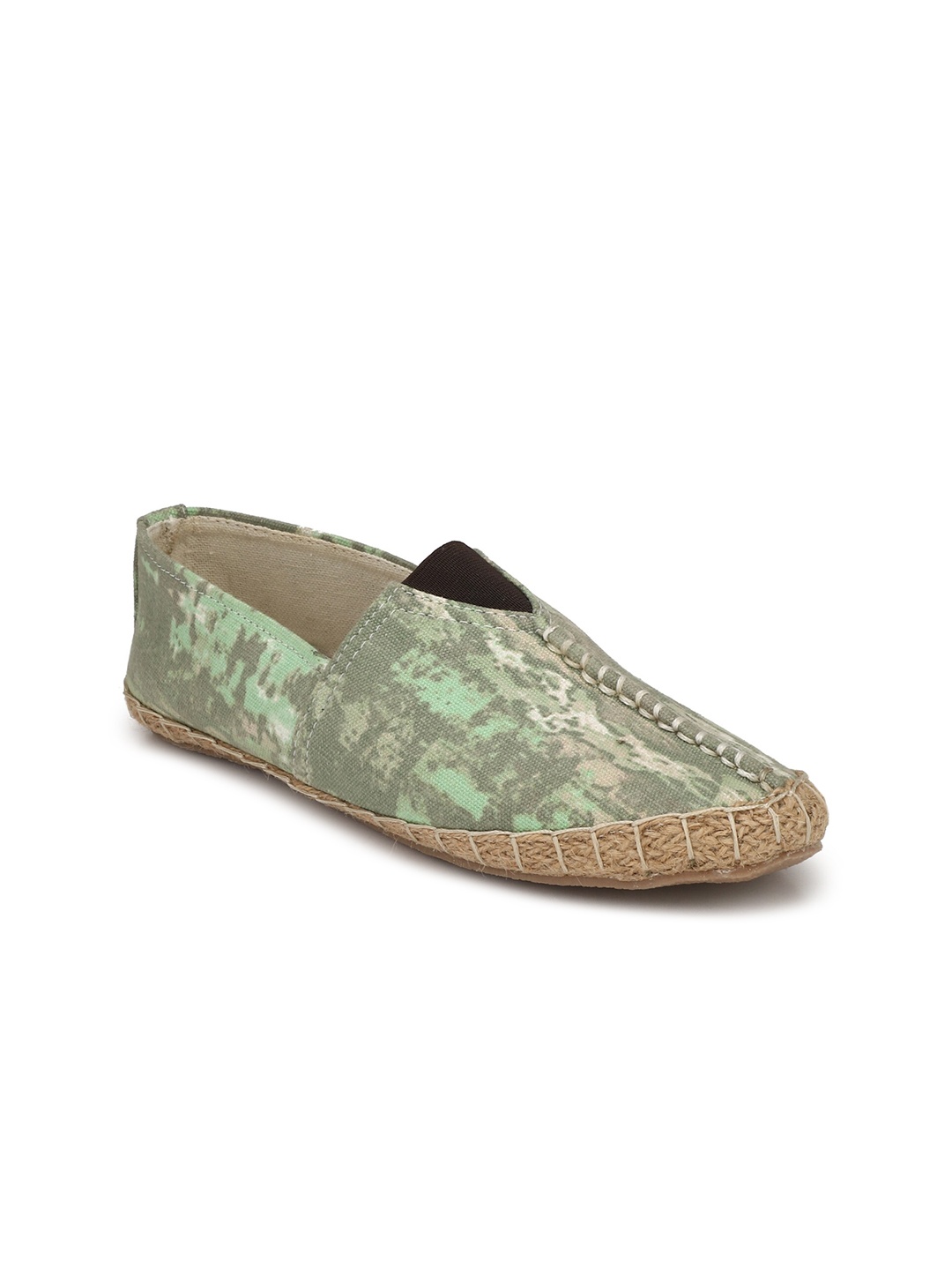 

SHENCES Men Green Woven Design Espadrilles