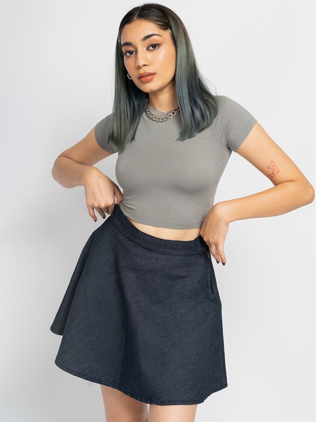 

FREAKINS Blue Solid Skirt
