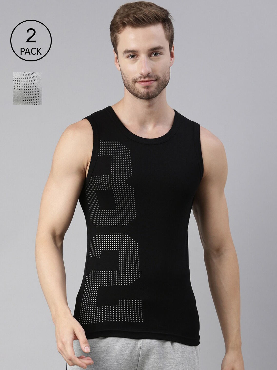

DIXCY SCOTT MAXIMUS Men Pack Of 2 Ribbed Smart Wash Technology Advance Moisture Vest, Black