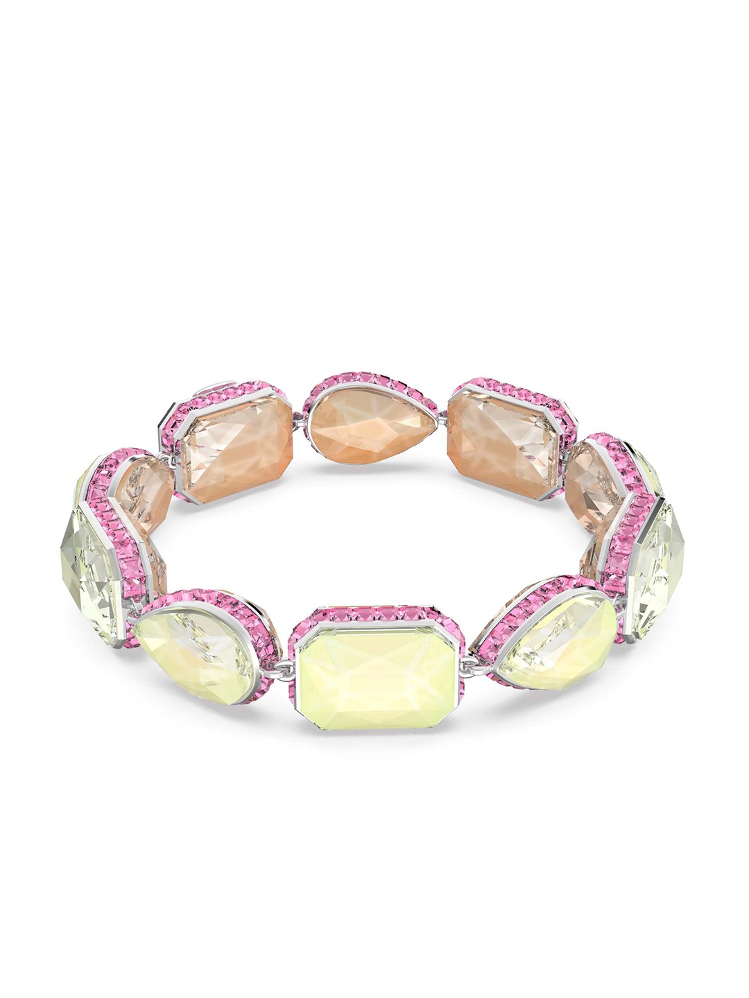 

SWAROVSKI Silver-Toned & Yellow Crystal-Studded Bangle